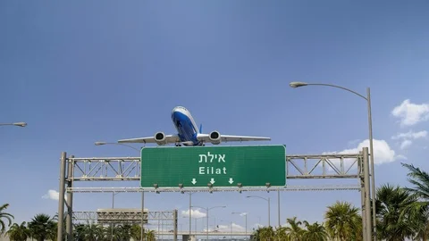 Airplane Take off Eilat 库存影片 102071256