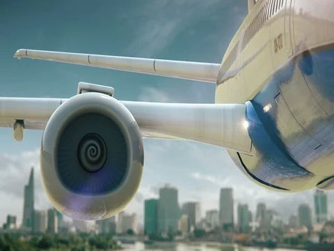 Airplane Take Off Ho Chi Minh City Vietnam Stock Footage