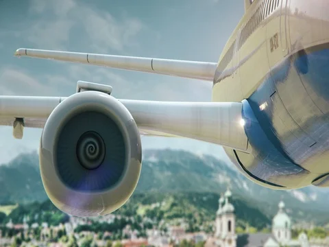 Airplane Take Off Innsbruck Austria Stock Footage