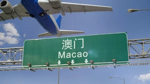 Airplane Take off Macao 库存影片 100384984