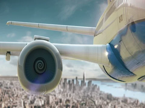 Airplane Take Off New York USA second version Stock Footage