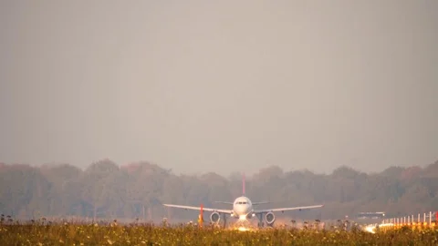 Airplane take off from the runway Stock Footage 84419245
