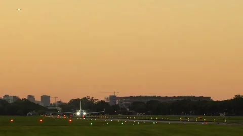 Airplane take off from the runway Stock Footage 303636809