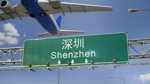 Airplane Take off Shenzhen Stock Footage 100521529