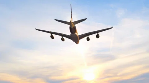 Airplane take off in the sunset Stock-Footage 37419838