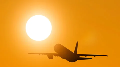 Airplane take off at a sunset Stock Footage 41216172