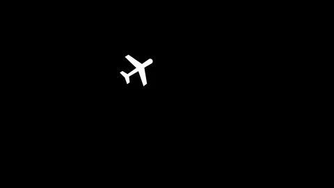 Airplane takeoff animation on black background, alpha channel background Stock Footage 307288719