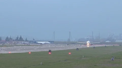 Airplane Takeoff, Cloudy Stock Footage 127869661