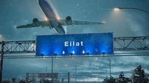 Airplane Takeoff Eilat in Christmas 库存影片 115683163