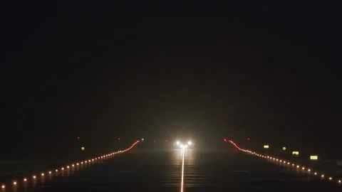 Airplane takeoff at night Video stock 200198403