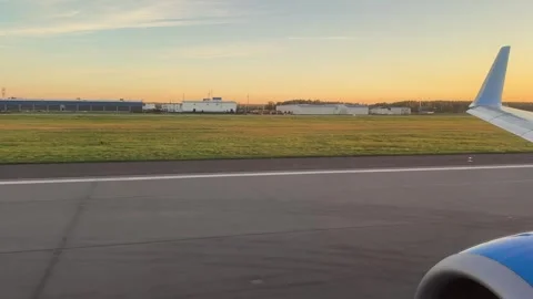 Airplane Takeoff from Runway Concept of Launch and New Start Video stock 336464679