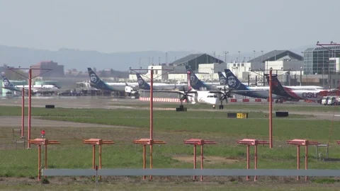 Airplane Takeoff, Sunny Stock Footage 129190715