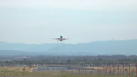 Airplane Takeoff, Sunny Stock Footage 136634856