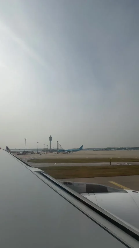 Airplane Takeoff Timelapse from Passenger Window View Stock Footage 320612850