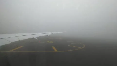 Airplane takeoff timelapse, view from the window on the wing and clouds Vídeos de archivo 146941003