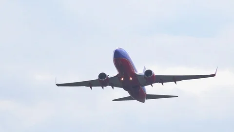 Airplane Takeoff, Twin Engine Passenger Jet Stock Footage 127869660