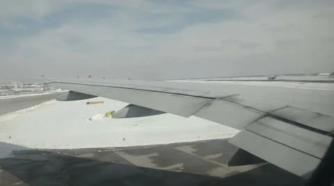 Airplane at takeoff. view trough window with some shaking Stock Footage 23575128