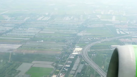 Airplane takeoff, view from the window Stock Footage 169095583