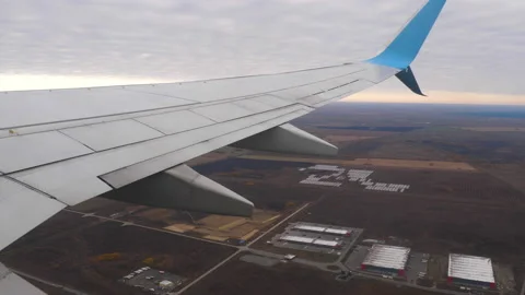 Airplane takeoff, view from the window Stock Footage 220040019