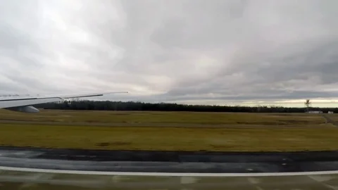 Airplane takes off at Dulles International Airport in Washington, DC. Stock Footage