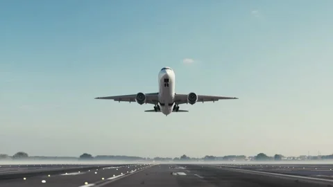 Airplane takes off over head. 3d render Stock Footage 133165457