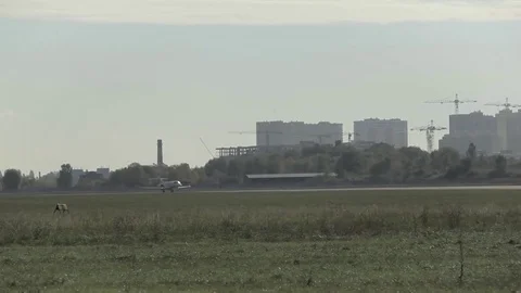 Airplane takes off in the sky Stock Footage