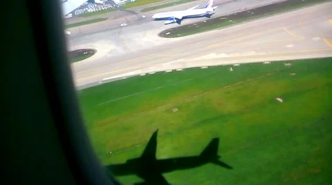 Airplane taking off, aerial view inside Stock-Footage 57378784