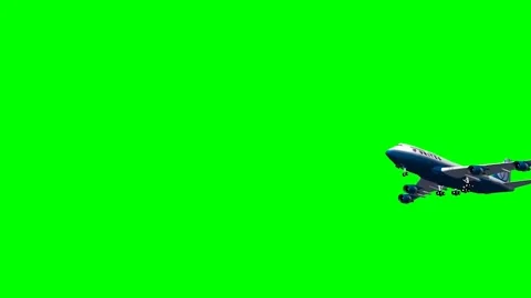 Airplane Taking Off On Green Screen Background Chroma Key Stock Footage 340675774