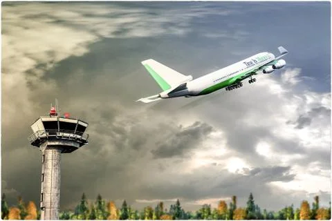 Airplane taking off Stock Illustration