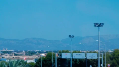 Airplane taking off in Mallorca, Spain Stock Footage 86196509