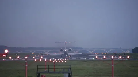 Airplane taking off at night, DCA, Ronald Regan National Airport Washington DC Stock Footage 65218281