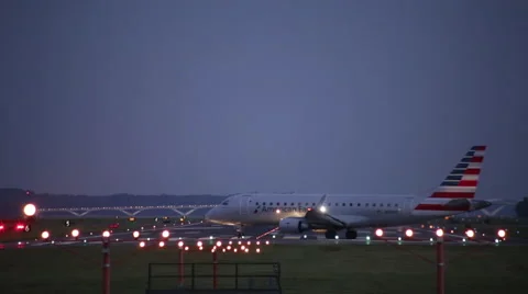 Airplane taking off at night, DCA, Ronald Regan National Airport Washington DC Stock Footage 65218404
