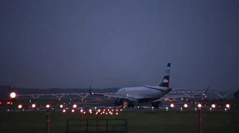 Airplane taking off at night, DCA, Ronald Regan National Airport Washington DC Stock Footage 65218542