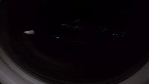 Airplane Taking-Off At Night Window POV Stock Footage 83826174
