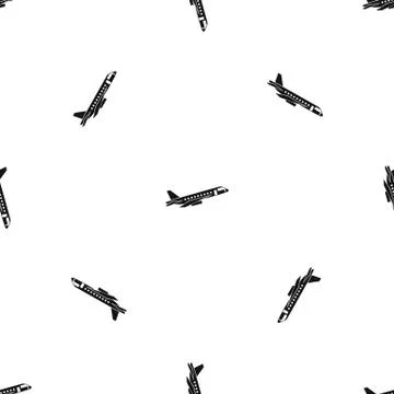 Airplane taking off pattern seamless black Stock Illustration