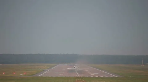Airplane taking off from runway Stock Footage 68009999