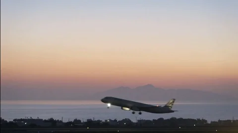 Airplane taking off from the runway Stock Footage 101728167