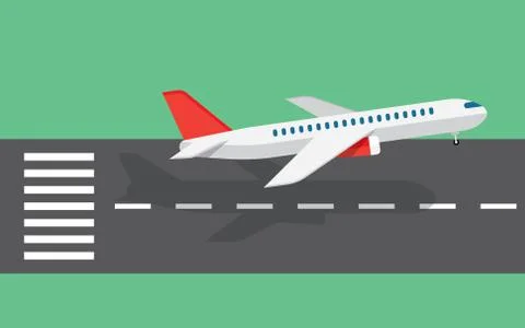 Airplane taking off from the runway Stock Illustration