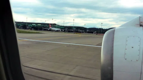 AIRPLANE TAKING OFF SEEN FROM PLANE Stock Footage 45399287