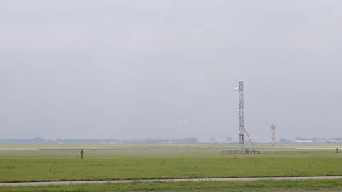 Airplane Taking Off In Sky At Schiphol Video stock 127036110