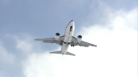 Airplane Taking Off With A Sun And Clouds in Background Commercial Aircraft Fly Stock Footage 130403657