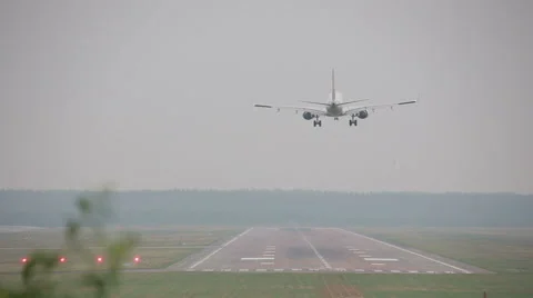 Airplane taking off from take-off runway Stock Footage 68010603