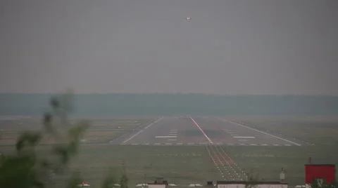 Airplane taking off from take-off runway Video stock 68010856