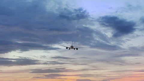 Airplane Taking Off Into Timelapse Stock Footage 254613401