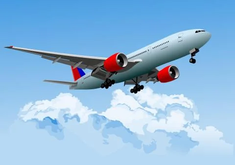 Airplane taking off. vector illustration for designers Illustrazione stock