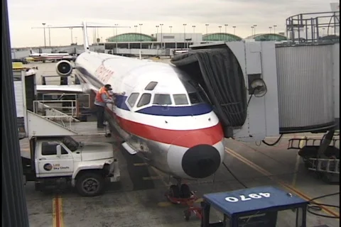 Airplane at Terminal 2 Stock Footage 296751