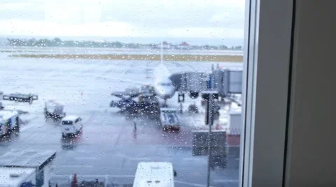 Airplane at the Terminal Gate Ready for Takeoff - Modern International Airport Video stock 65282942