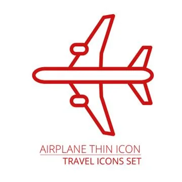 Airplane thin icon Stock Illustration
