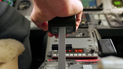 Airplane Throttle Pushed and Pulled by Jet Pilot Stock Footage 81092337