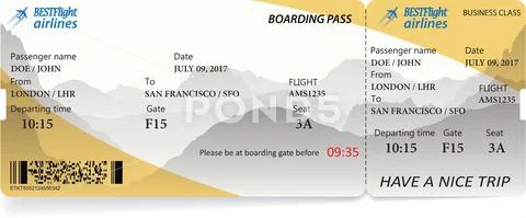 Airplane ticket boarding pass. Vector illustration Stock Illustration